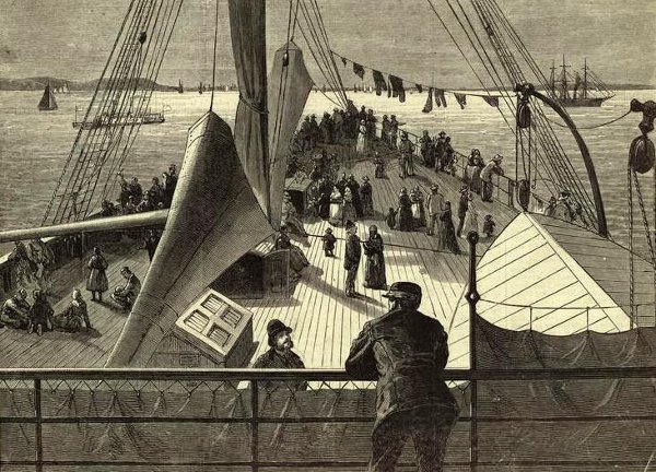 First Sight Of New York Bay - Arrival Of A European Steamer