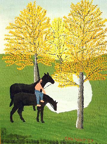 Man On A Horse By A Pond