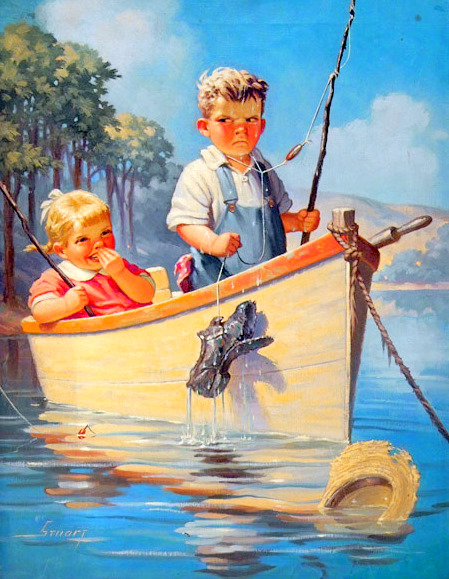 Young Boy And Girl On Boat