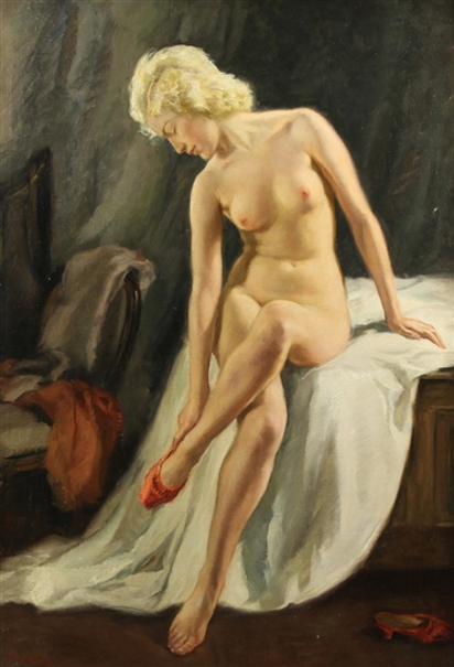 Nude With Red Shoe