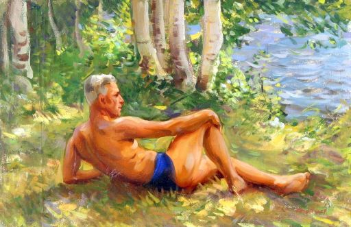 Reclining Male Figure In The Forest