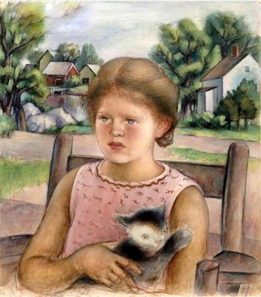 Sonya, The Artist's Daughter, With Cat
