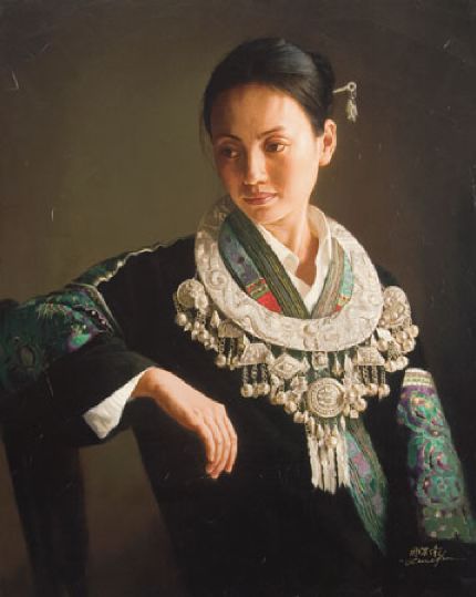 لوحات الفنان Jie-Wei Zhou The-silver-necklace