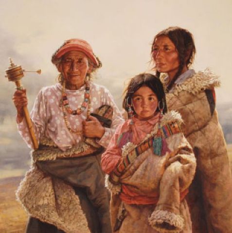 لوحات الفنان Jie-Wei Zhou Three-generations