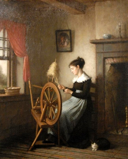 Woman At Spinning Wheel