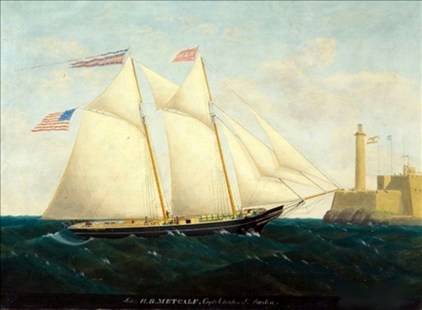 The Schooner H. B. Metcalf Off Havana With Fort La Cabana In The Distance