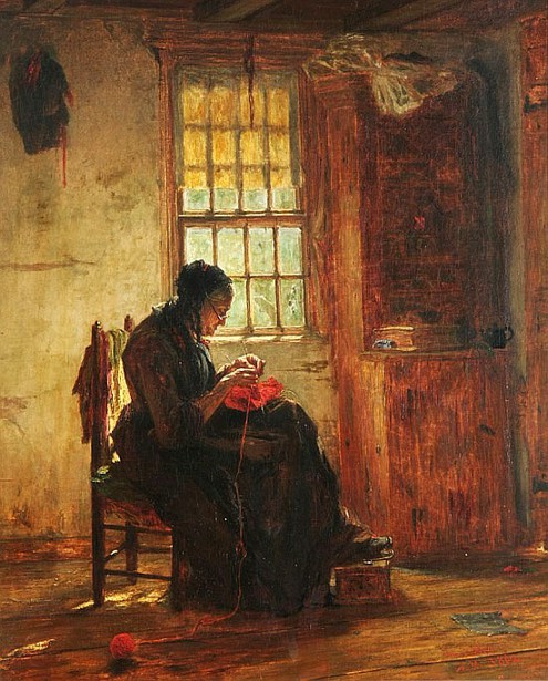 Woman Knitting By A Window